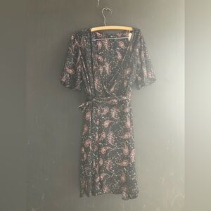 Sky Black and Red Paisley Midi Dress